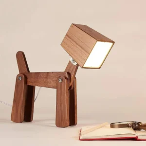Artistic Gifts Wooden Dog LED Desk LAMP
