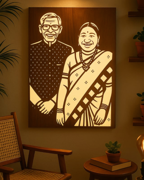 Led Portrait Wood Carving