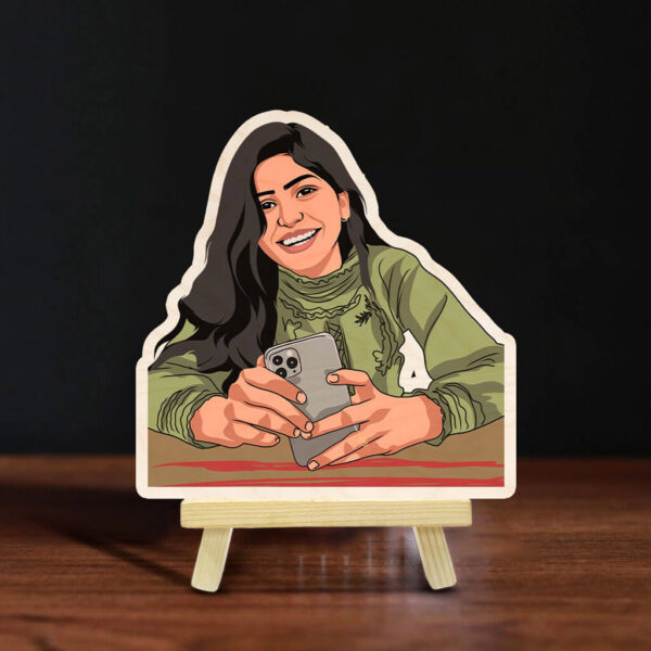 Caricature Wooden Print With Easel - Image 3