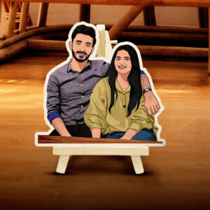 Caricature Wooden Print With Easel