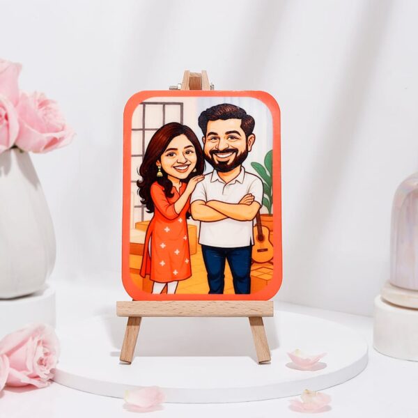 Caricature Wooden Print With Easel - Image 5