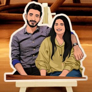 Caricature Wooden Print With Easel