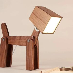 Artistic Gifts Wooden Dog LED Desk LAMP